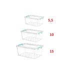 ROSEMARY Çok Amaçlı Kapaklı Plastik Saklama Kabı Kutusu 5,5 Lt + 10 Lt + 15 Lt (3'lü Set)