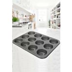 Rosemor Muffin Kalıbı 12'li Kek Kurabiye Cupcake Muffin Kalıbı Fırın Kapsül Tepsisi Granit Kaplama