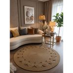 Rose'n Home JÜT-RV424 Elde Dokuma Doğal Jüt Hasır Halı - Bej - Kum - 120 x 120 cm