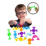 RoseRoi 15 Parça Vantuzlu Vakum Molekül Yapı Silikon Taşları Fidget Duyusal Eğitici Oyuncak