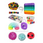 RoseRoi Stres Giderici Set Popit Snapperz Işıklı Top Zeka Küpü Stres Yayı Stres Topu Ipe Boncuk Dizme Set