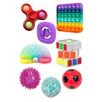RoseRoi Stres Giderici Set Popit Snapperz Pop It Stres Çarkı Işıklı Top Zeka Küpü Stres Yayı Stres Topu