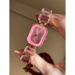 Rosesso Swaroski Pembe Taşlı Sekizgen Kol Saati - Pembe - Rose Gold