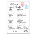 Roseum Collections CİNSİYET REVEAL Parti Oyunu - DISNEY EBEVEYN MAÇ Oyunu - 25'li Paket - Fil Pembesi veya Mavi Bebek Duş Oyunu, Ünlü Disney Ebeveynlerini Eşleştirin Eğlenceli Duş Etkinliği, Disney Star Çocuk Maç Oyunu