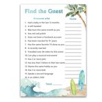 Roseum Collections Surf Beach Teması - KONUK Baby Shower Oyunu Bul - 25'li Paket - Gemide Bebek, Buzkıran Bebek Duş Partisi Oyunu, Mavi Okyanus Sörfü, Cinsiyet Nötr Tahmin Et Partiye Kim Geldi Oyun G940-FTG