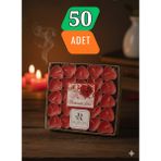 Rosfloa 50'li Premium Tealight Mum–4 Saat Yanış-Buhurdanlık, Sevgililer Günü, Kutlama, Doğum Günü,düğün Kına - Kırmızı