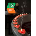 Rosfloa Premium Tealight Mum–4 Saat Yanış-Buhurdanlık, Sevgililer Günü, Kutlama, Doğum Günü, Düğün Kına - Kırmızı
