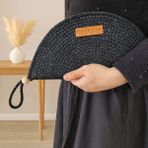 Rosfloa Simli Kordon Ip Clutch Makyaj El Çantası - Siyah