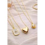 Roshel 3'Lü Gold Renk Kolye Seti İstiridye-Kuzey Yıldızı-Kalp 45Cm Altın