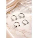 Roshel 4'Lü 316L Cerrahi Çelik Zirkon Taşlı Kıkırdak Dudak Burun Septum Tragus Piercing 8Mm Gümüş