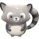 Rosie 3D Rakun Seramik Kahve Fincanı - Gri - Beyaz