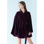 ROSILY %100 Ipek Kadife Mürdüm Kısa Kimono / Sabahlık