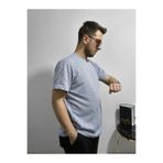 ROSS MODA Erkek Rahat Kalıp Lacivert Beyaz Su Yolu Kumaş Basic Bisiklet Yaka T-Shirt