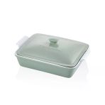 Rossalını Lıfe Büyük Dikdörtgen Kapaklı Yeşil Fırın Kabı 38X23X8,5 cm