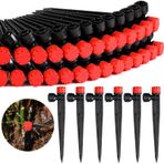 Rossesay 100 Adet Damla Sulama Vericileri 1/4 '' Sulama Borusu için Ayarlanabilir Su Akışı Damla Yayıcılar Bahisli Damla Sulama Sistemi Bahçe Veranda için 360 Derece Püskürtücülü Sulama Damlatıcıları