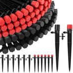 Rossesay 120 Adet Damla Sulama Yayıcı Seti 60 Adet Siyah 360 Derece Sulama Damlatıcıları Bahisli 1/4 "Sulama Borusu için 60 Adet Damla Vericiler Bahçe Sistemi Çim Çiçek Yatağı