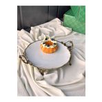 ROSSEV Antique White Kulplu Yuvarlak Sunum Tabak