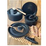Rossev Baleriva Easy Cook Seramik Siyah 8 Parça Tencere Seti