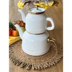 ROSSEV çay498485041 Whıte Pearl Emaye Çaydanlık