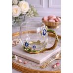Rossev Dekoratif Cam Kupa Flore Elegance-Metal Kulplu 200ML - 1 Adet - 200 CC