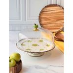 Rossev Green Apple Emaye Kek Fanusu - 0,6 lt - Yeşil - Beyaz