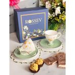 Rossev Hediyelik Veronica Peachy 2 Kişilik Hediye Kutulu Fincan Takımı - 11 Adet - 90 ml