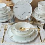 Rossev Marble Gold 24 Parça 6 Kişilik Yemek Takımı