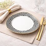 Rossev Porselen Servis Tabak 27 cm Valessa - 0,5 ml - Siyah - Beyaz