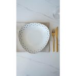 Rossev Porselen Yemek Tabak 22 cm Valessa - 0,5 ml - Siyah - Beyaz