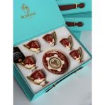 Rossev Türk Kahve Fincanı 24K Feronia Bordo 6 Kişilik 12 Parça - 90 ml