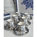 Rossev Türk Kahve Fincanı Blue Silver 6 Kişilik 12 Parça - 12 Adet - 90 ml