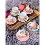 Rossev Türk Kahve Fincanı Garden 6 Kişilik 12 Parça - 90 ml - Renkli