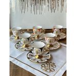Rossev Türk Kahve Fincanı Harold 6 Kişilik 12 Parça - Renkli - 90 ml