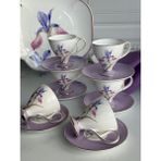 Rossev Türk Kahve Fincanı Veronica Iris 6 Kişilik 12 Parça - Mor - 90 ml