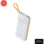 Rosstech RS-500 20.000MAH 22.5W Pd Powerbank Dijital Ekranlı 6 Portlu Dahili Çift Kablolu - Beyaz