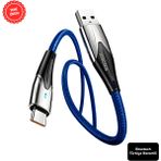 Rosstech Type-C To USB LED Hızlı Şarj Kablosu 3.0A 15W 1m (Rosstech Türkiye Garantili) - Lacivert