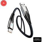 Rosstech Type-C To USB LED Hızlı Şarj Kablosu 3.0A 15W 1m (Rosstech Türkiye Garantili) - Siyah