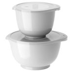 Rosti Margrethe kase seti, karıştırma kabı seti, 4 parça, 2 karıştırma kasesi ve 2 kapaklı, geri dönüştürülebilir plastikten hamur kasesi, 1,5 litre ve 3 litre, beyaz