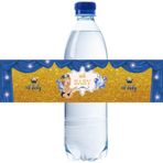 ROSTYAKZ 32 adet Mavi Oh Bebek Su Şişesi Etiketleri, Altın Parıltılı Cinsiyet Gösterimi/1. Doğum Günü Çıkartmaları, Küçük Prens Şişe Sarmalayıcıları, Bebek Duş için Hoş Geldiniz Erkek Bebek Şişe