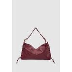 Rosua Püskül ve Bağcık Detaylı Halkalı Hobo Omuz Çantası Bordo - 40 x 23 x 15 cm