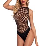 ROSVAJFY Kadınlar için seksi file vücut şeffaf Babydoll iç çamaşırı, file oyuk streç Bodystocking tutucu Bodycon,kesik kolsuz onnesie tulum iç çamaşırı Leotard Chemise gece çamaşırı, Siyah, Ölçü Birimi
