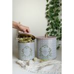 Rosy Desenli Metal Saklama Kabı 2'li Set 2.1 Litre 4.1 Litre ERB48U7