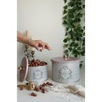Rosy Desenli Metal Saklama Kabı Seti - 2'li Set (1,3 Lt - 2,9 Lt) ERB53U7