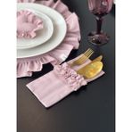 Rosy Fırfırlı 3 Bölmeli Çatal-Kaşık-Bıçak Kılıfı 6lı - 1 m - Açık Pembe