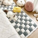 Rosygulls Komik Yumuşak Ekose Kanepe Örtüsü, Bahçe Sıcak ve Kalın Pamuklu Kanepe Matı, Bulanık Evcil Hayvan Ekose Köpek Kanepe Örtüsü, Krem Renkli Peluş Damalı Kanepe Örtüsü Köpekler için (Gri-49,8 x
