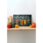 Rosyvien Baharat ve Kaşık Cam Kesme Tahtası, Silikon Ayaklı, Sunum Kesim Doğrama Tablası, Temperli ve Rodajlı - 30 x 45 cm