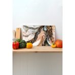 Rosyvien Gold Mermer Cam Kesme Tahtası, Silikon Ayaklı, Sunum Kesim Doğrama Tablası, Temperli ve Rodajlı - 45 x 30 cm