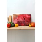 Rosyvien Kırmızı Yapraklar Cam Kesme Tahtası, Silikon Ayaklı Sunum Kesim Doğrama Tablası, Temperli ve Rodajlı - 45 x 30 cm