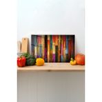 Rosyvien Renkli Ahşaplar Cam Kesme Tahtası, Silikon Ayaklı, Sunum Kesim Doğrama Tablası, Temperli ve Rodajlı - 30 x 45 cm