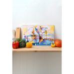 Rosyvien Sanatsal Resim Cam Kesme Tahtası, Silikon Ayaklı, Sunum Kesim Doğrama Tablası, Temperli ve Rodajlı - 45 x 30 cm